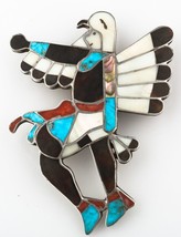 Zuni Eagle Dancer Bolo Tie Holder Featuring L API Dary Inlay - £539.68 GBP