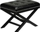 Cortesi Home Kayla Traditional &quot;X&quot; Bench Vinyl Ottoman with Nailhead Tri... - $207.99
