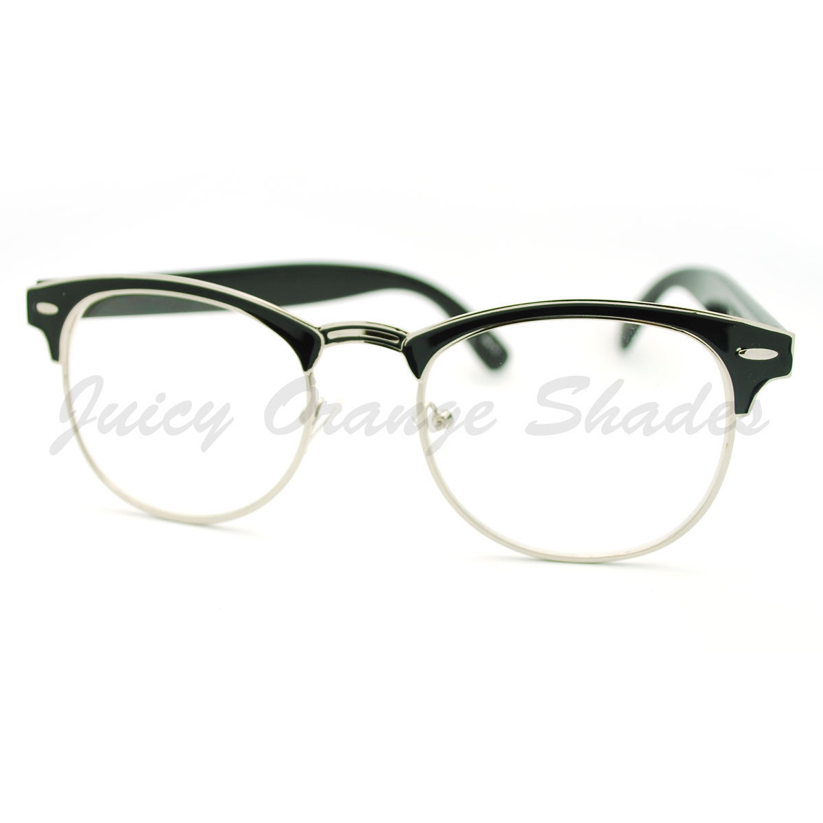 Clear Lens Eyeglasses Womens Half Horn Metal Rim Vintage Fashion - $7.90