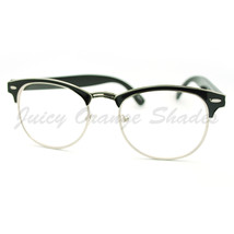 Clear Lens Eyeglasses Womens Half Horn Metal Rim Vintage Fashion - £6.42 GBP