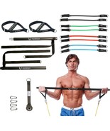 Adjustable Fitness Resistance Bands &amp; Pilates Bar Kit  at home full Body... - £33.66 GBP