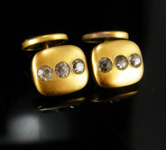 Victorian Diamond Paste Cufflinks Brilliants Antique Cuff links hinged stud back - £87.00 GBP