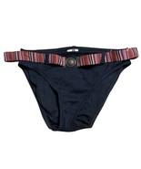 Anne Cole Black Rib Bikini Swim Bottom with Striped Belt Size M Black Mu... - $14.85