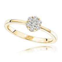 0.33CT Simulated Diamond Promise Ring Flower Engagement 14K Yellow Gold Plated - £56.84 GBP