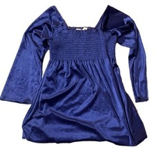 Vintage Only Necessities Cobalt Blue Smocked Square Neck Tunic Peasant Top M - £22.13 GBP