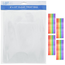 Medium Clear Treat Bags With Ties Cookie Bags Bakery Bag - 8X10 Inch 200Pk - £25.97 GBP