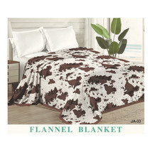 Cow Print Blanket Flannel Blanket - White &amp; Brown - King Size - £43.40 GBP