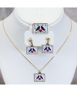 USPS Stamp Love USA 1988 Necklace Clip Earrings Pin Brooch 25 Cents - $273.82 MXN