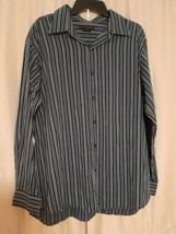 J Ferrar Modern Fit Mens Size XL Button Up Shirt Blue Stripe Cotton Long... - $10.77