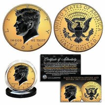 24K Gold 2-Sided 2021 Jfk Half Dollar Coin Black Ruthenium - Philadelphia Mint - £14.78 GBP