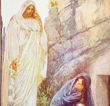 1906 Mary Magdalene and Jesus Print Story Of The Bible 8.25 x 5.75&quot; Antique Art - £20.89 GBP