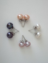 Cultured Freshwater Pearl Earrings - 7 to 8mm Pearls, Various Color Choices - £21.46 GBP