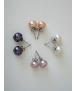Cultured Freshwater Pearl Earrings - 7 to 8mm Pearls, Various Color Choices - £21.92 GBP