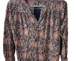 Lucky Brand Womens Small P Black and Pink Paisley 1/4 button Long Sleeve... - $13.44