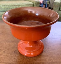 MCM Frankoma F52 Vase Burnt Orange Brown Catchall Candy Dish Tulip Pedestal Base - $19.80