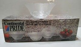Vintage 6 Set Glass Salad Bowl Frosted Decorated Continental Pride Woolw... - $27.69