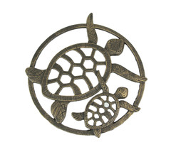 Antique Bronze Finished Cast Iron Sea Turtles Wall Hanging 12.75 Inches High - £23.79 GBP