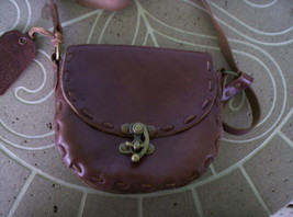 Rare Zara Genuine Leather Brown Handbag Purse Stitched Pre-Owned Good Co... - $24.95