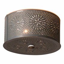 Round Tin Ceiling Light with punched Chisel - double light image 2
