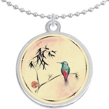 Bird Branch Round Pendant Necklace Beautiful Fashion Jewelry - £8.43 GBP