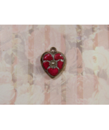 Vintage Sterling silver enameled puffy heart charm-RED Pansy - $27.00