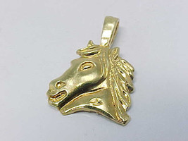 Horse Head Pendant In Yellow Gold Vermeil On Sterling Silver   Free Shipping - £34.36 GBP