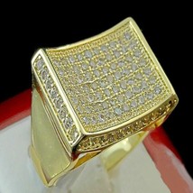 10K Yellow Gold Finish Diamond Men&#39;s Round Engagement Cluster Pinky Ring 2.30Ct - £86.03 GBP