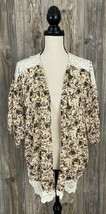 Taylor &amp; Sage Cardigan Top Women&#39;s MED Green/Peach Boho Floral Lace  - £15.91 GBP