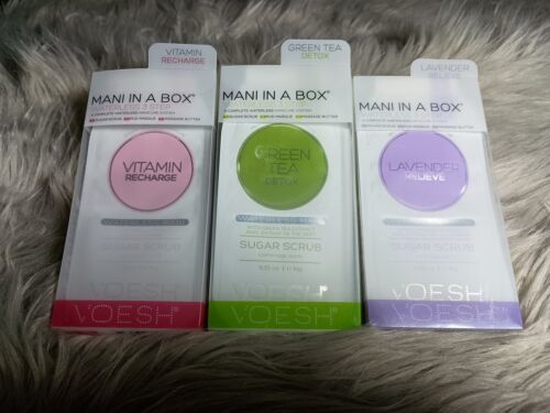 NEW 3 Voesh Mani In A Box Deluxe. Each Pack Contains 3 Uses  - $12.86