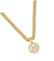 Gold Initial Necklace,14K Gold Plated Round Letter - $47.83