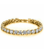 14K Yellow Gold Plated Silver 5Ct Round Simulated Diamond Tennis Bracele... - £178.59 GBP