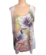 Sparkle Floral Sleeveless Blouse Tank Semi-Sheer Overlay Top BRITTANY BL... - £9.78 GBP