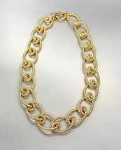 CHUNKY Triple Gold Plated Textured Intertwined Knot Cable Links Chain Necklace  - $21.99