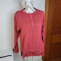 Womens Paris Sport Club Silk/cotton Pink Fringed Sweater Size Small Loos... - £23.77 GBP