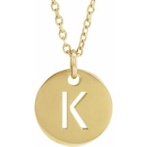 Precious Stars Unisex 14K Yellow Gold Initial K Dangle Disc Necklace - £241.40 GBP