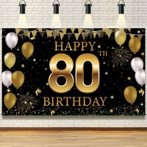 80Th Birthday Party Decorations Backdrop Banner, Happy 80Th Birthday Decorations - £22.37 GBP