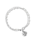 Silver Bracelet with Pearls and Bird Charm - £23.73 GBP