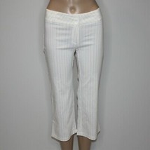 New Tower Women&#39;s White Metallic Stripe Low Rise Capri Pants size L - $15.79