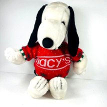 Vintage Snoopy Macy&#39;s Peanuts Red Sweater Plush Stuffed Animal Toy 20 in - £27.93 GBP