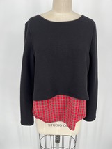 Generation Love Layered Shirt Sz S Black Red Plaid Waffle Knit Split Back - £57.80 GBP