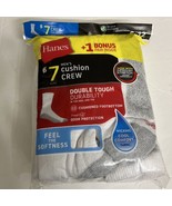 Hanes Socks Mens Size 6-12 White/Gray Cushion Ankle 6 Pack + 1 Bonus Pai... - $11.88