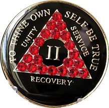 2 Year AA Medallion Black Tri-Plate Siam Red Color Swarovski Crystal Chi... - $20.78