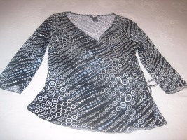 STUDIO 1940 LADIES 3/4-SLEEVE STRETCH TOP w/CROSS-OVER FRONT-M-BARELY WO... - $4.99