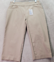 Croft &amp; Barrow Capri Pants Women Petite 4 Tan Cotton Stretch Pocket Straight Leg - £14.46 GBP