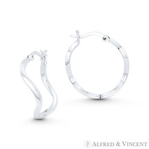 Helical Circle 26x24mm Lightweight Square-Tube 925 Sterling Silver Hoop Earrings - $24.11