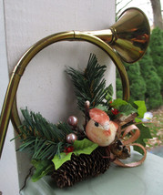 Bird on Brass French Horn Replica Christmas Door Decoration Ornament Vintage - £11.19 GBP