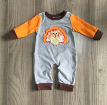 NEW Boutique Baby Boys Thanksgiving Turkey Long Sleeve Romper Jumpsuit - £10.68 GBP