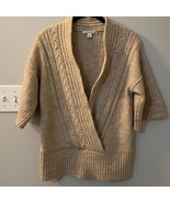 Banana Republic wool aplaca blend v-neck cable knit faux wrap 3/4 sleeve... - £13.43 GBP