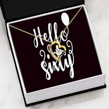 Hello Sixty Birthday Forever Love NecklaceCZ Heart Pendant Stainless Ste... - £50.64 GBP