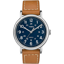 Timex Weekender 40mm Men&#39;s Watch - Tan Leather Strap w/Blue Dial - £50.34 GBP